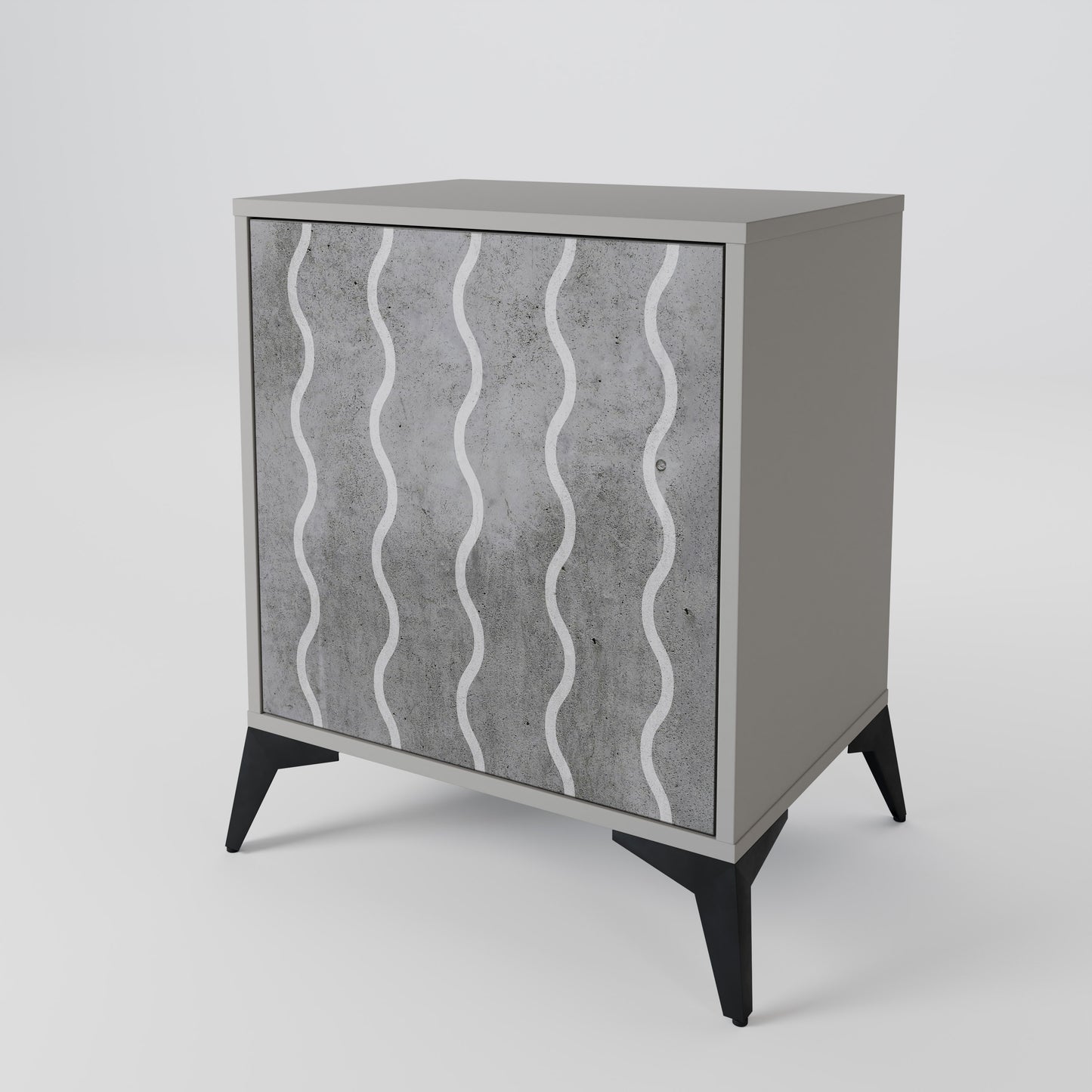 WAVES OF CONCRETE 1-Door Sideboard in Grey Finish