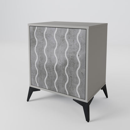 WAVES OF CONCRETE 1-Door Sideboard in Grey Finish