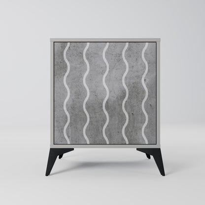 WAVES OF CONCRETE 1-Door Sideboard in Grey Finish