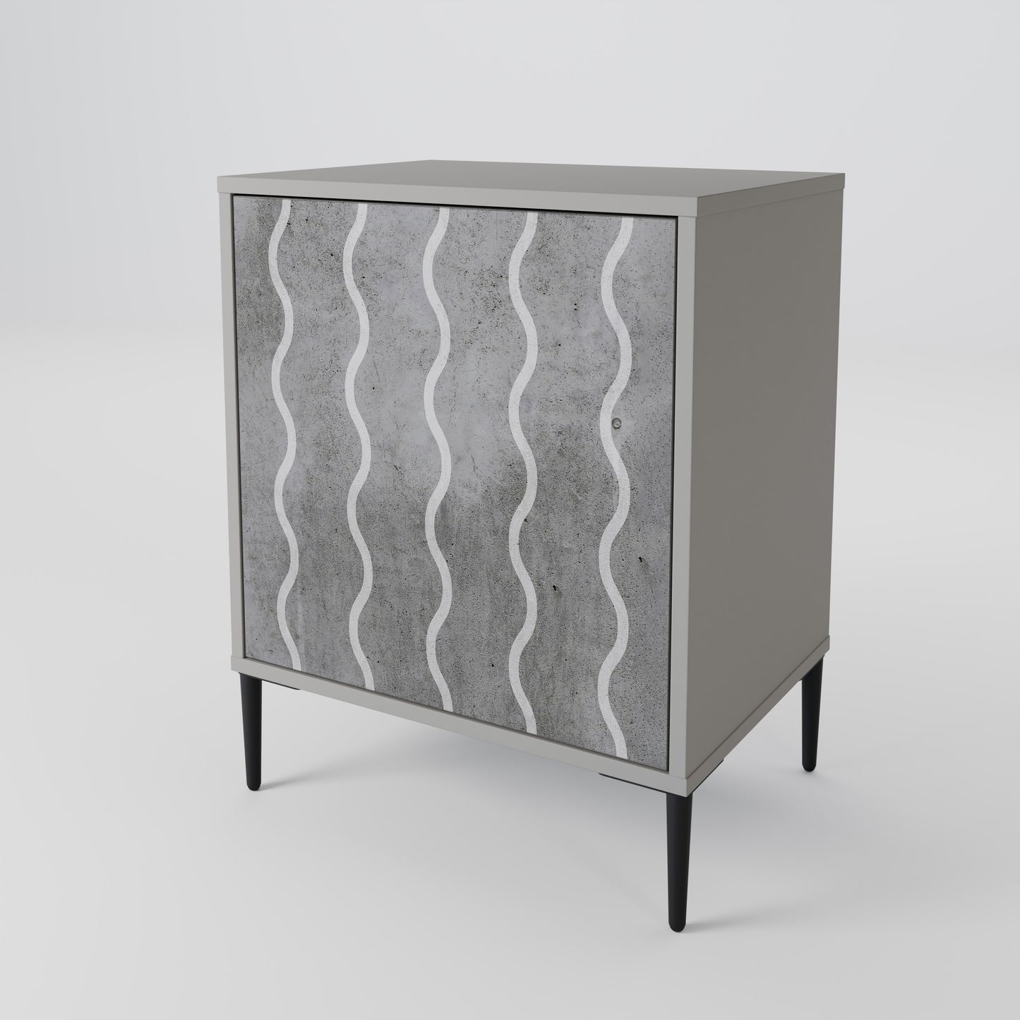 WAVES OF CONCRETE 1-Door Sideboard in Grey Finish