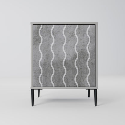 WAVES OF CONCRETE 1-Door Sideboard in Grey Finish