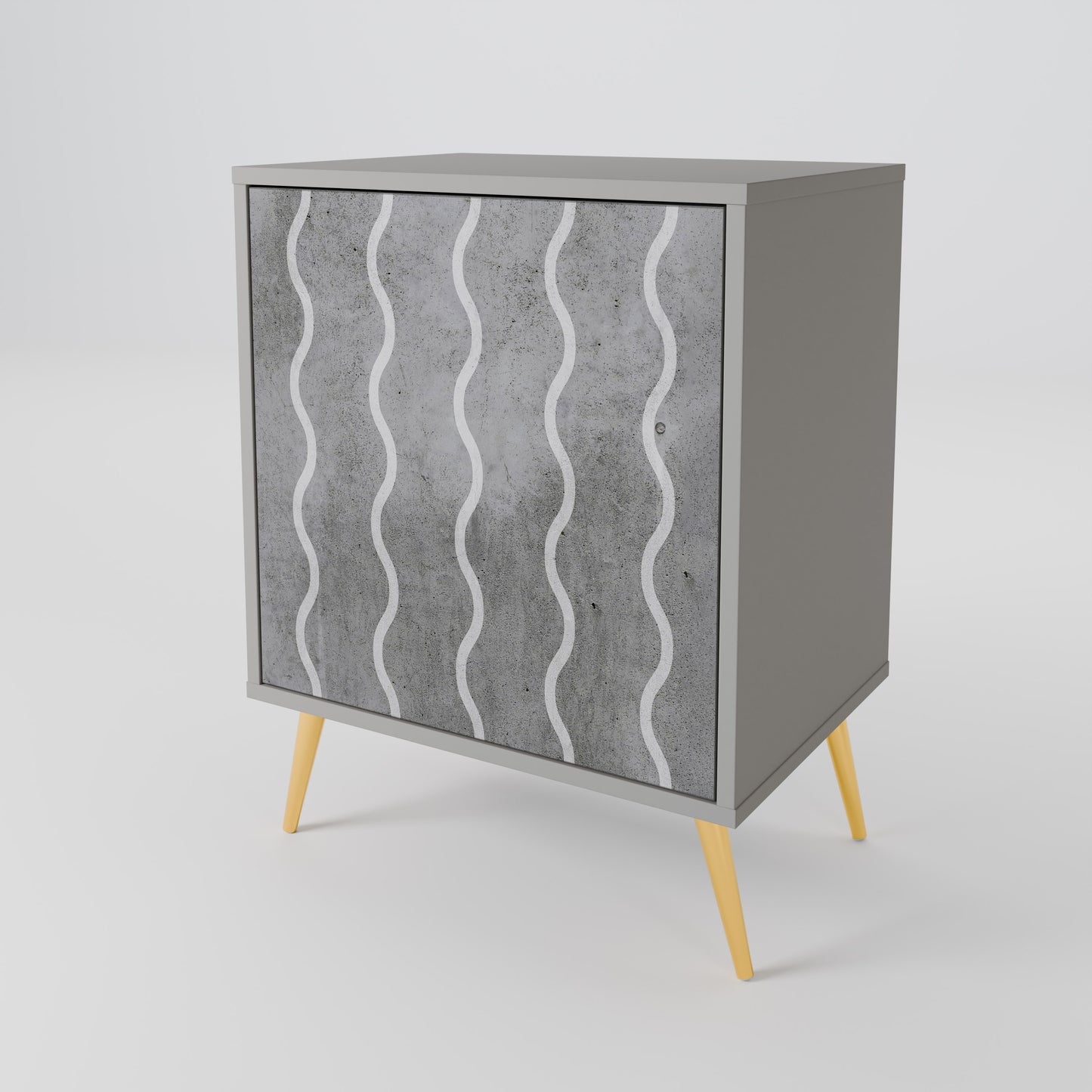 WAVES OF CONCRETE 1-Door Sideboard in Grey Finish