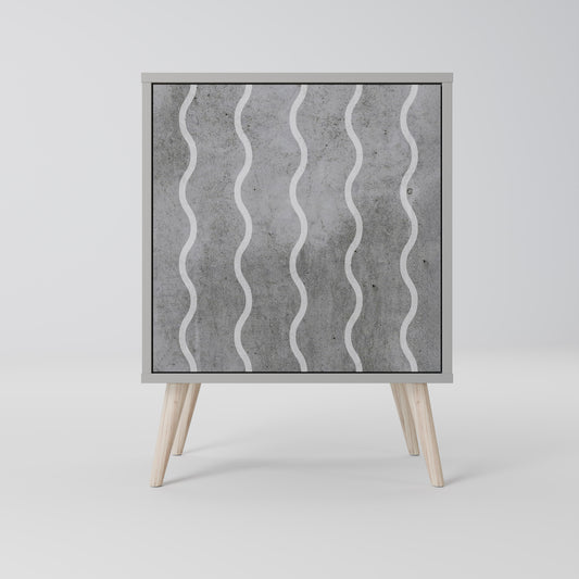 WAVES OF CONCRETE 1-Door Sideboard in Grey Finish
