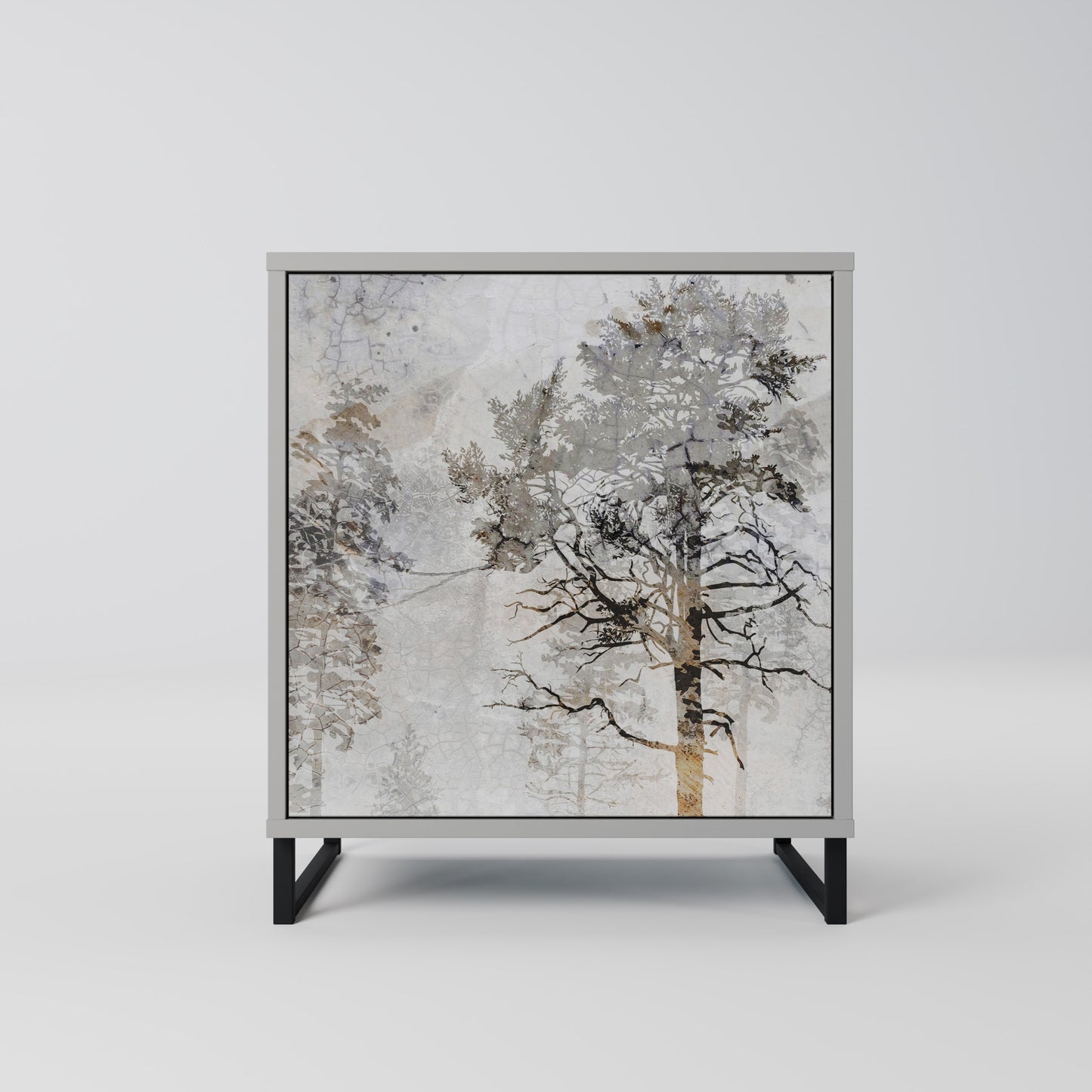Credenza a 1 anta FADE IN THE TREES in finitura grigia