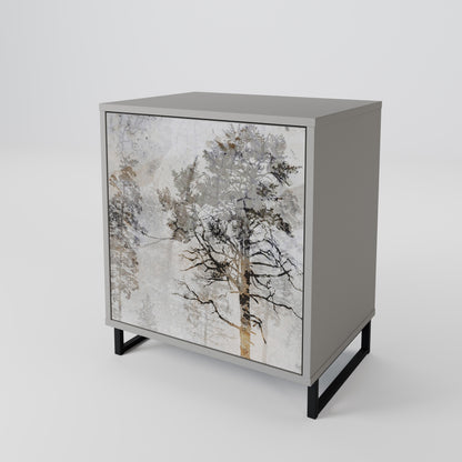 Credenza a 1 anta FADE IN THE TREES in finitura grigia