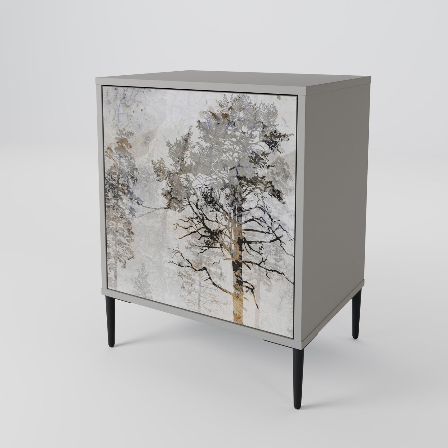 Credenza a 1 anta FADE IN THE TREES in finitura grigia
