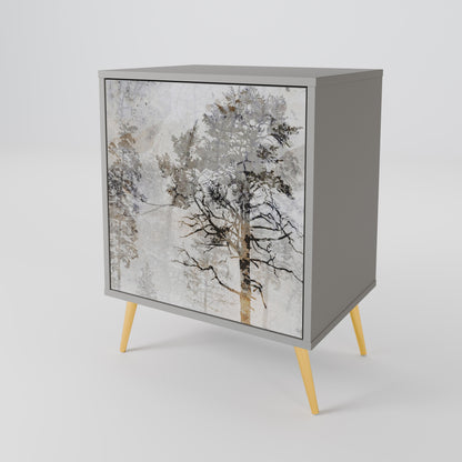 Credenza a 1 anta FADE IN THE TREES in finitura grigia
