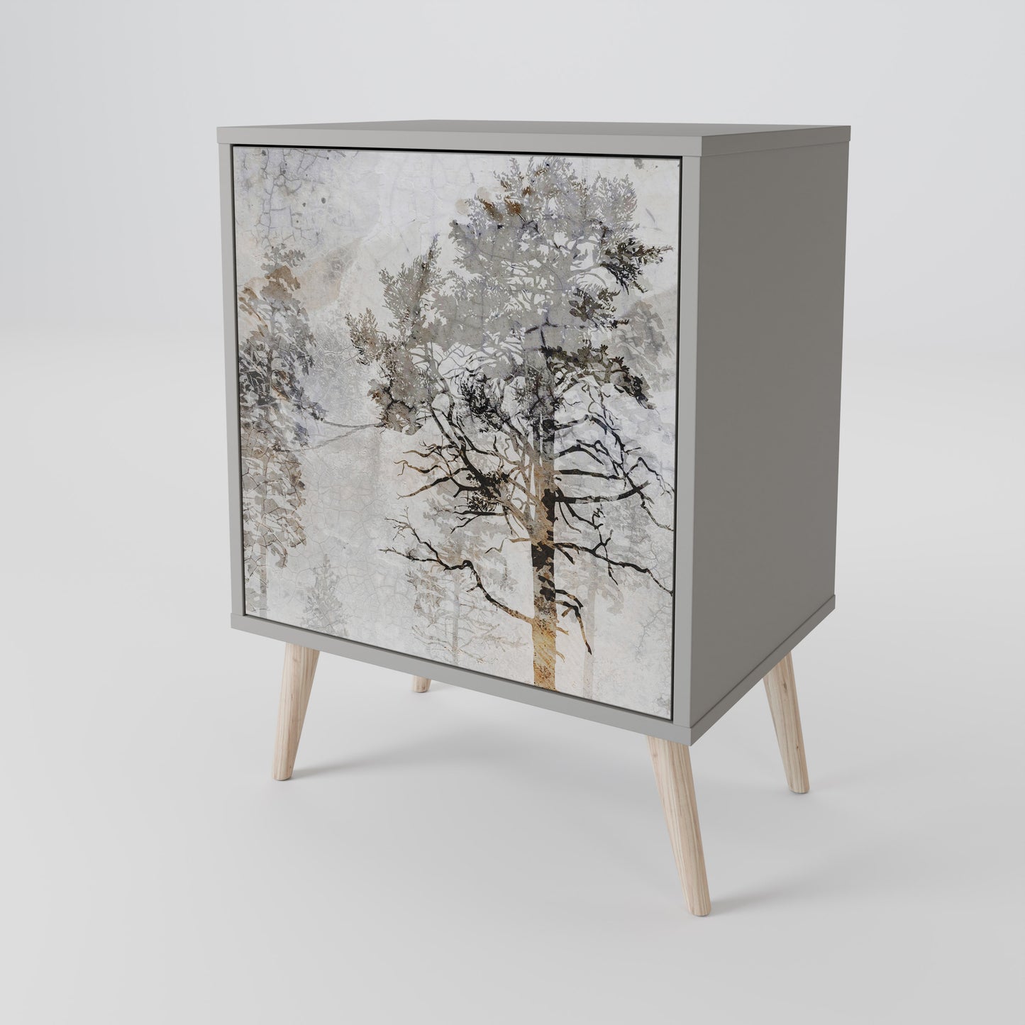 Credenza a 1 anta FADE IN THE TREES in finitura grigia