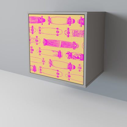 Credenza SKATEBOARD ARTISTRY a 1 anta con finitura grigia