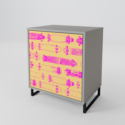 Credenza SKATEBOARD ARTISTRY a 1 anta con finitura grigia