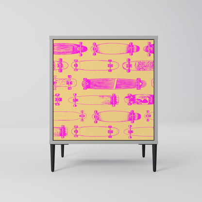 Credenza SKATEBOARD ARTISTRY a 1 anta con finitura grigia