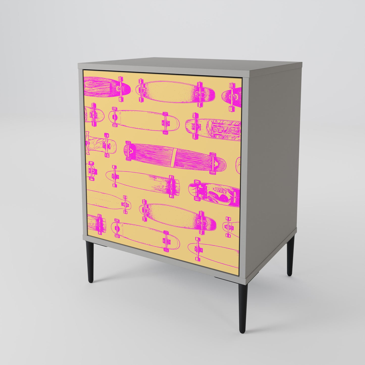 Credenza SKATEBOARD ARTISTRY a 1 anta con finitura grigia