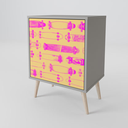 Credenza SKATEBOARD ARTISTRY a 1 anta con finitura grigia