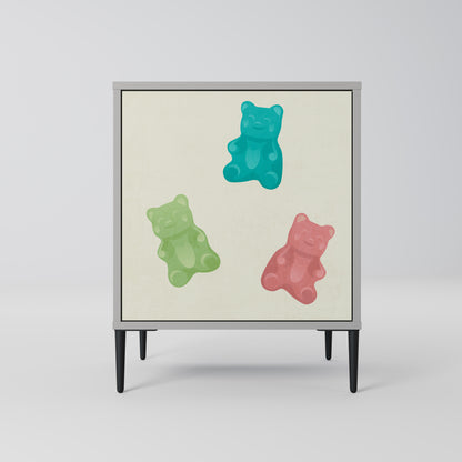Credenza GUMMY BEARS a 1 anta con finitura grigia