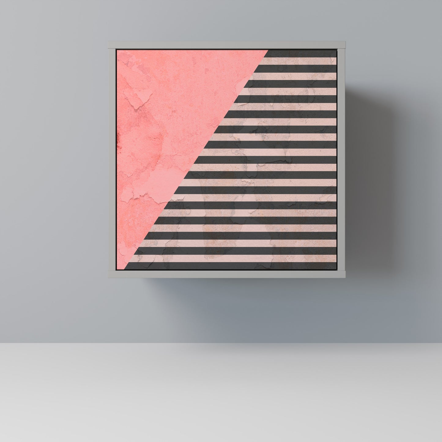 Credenza GLAMOROUS STRIPE a 1 anta con finitura grigia