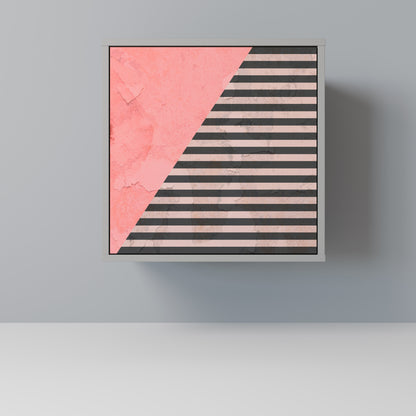 Credenza GLAMOROUS STRIPE a 1 anta con finitura grigia