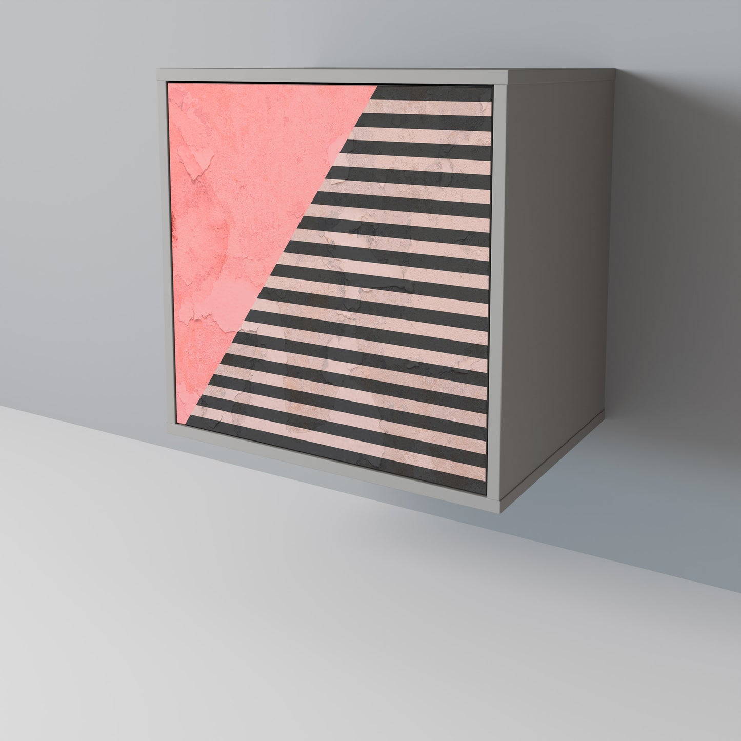 Credenza GLAMOROUS STRIPE a 1 anta con finitura grigia