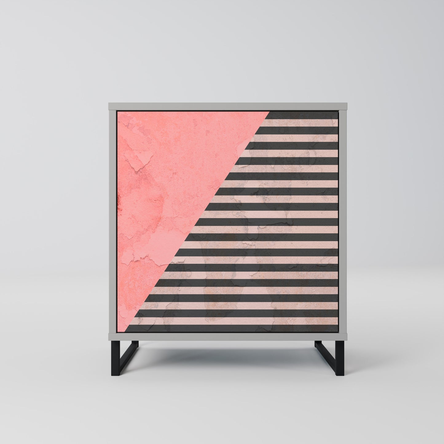 Credenza GLAMOROUS STRIPE a 1 anta con finitura grigia