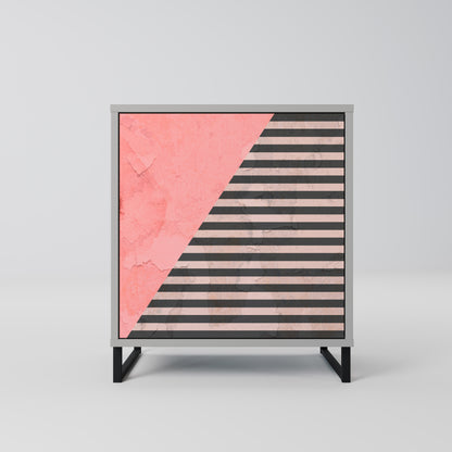 Credenza GLAMOROUS STRIPE a 1 anta con finitura grigia