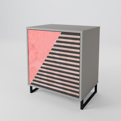 Credenza GLAMOROUS STRIPE a 1 anta con finitura grigia
