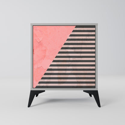 Credenza GLAMOROUS STRIPE a 1 anta con finitura grigia