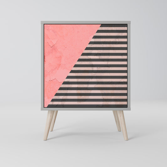 Credenza GLAMOROUS STRIPE a 1 anta con finitura grigia