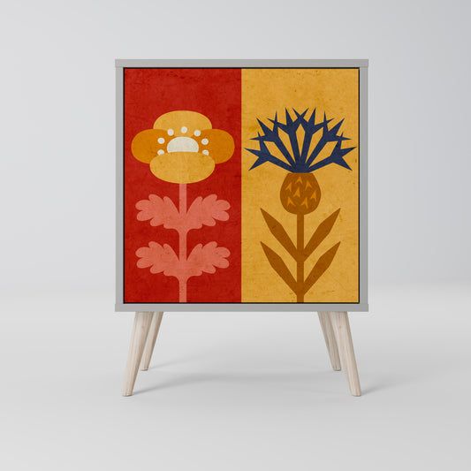 SCANDIC FLOWERET 1-Door Sideboard in Grey Finish