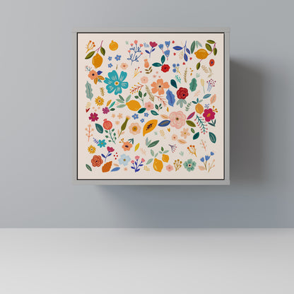 Credenza a 1 anta FLORAL COMBINATION in finitura grigia