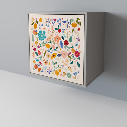 Credenza a 1 anta FLORAL COMBINATION in finitura grigia