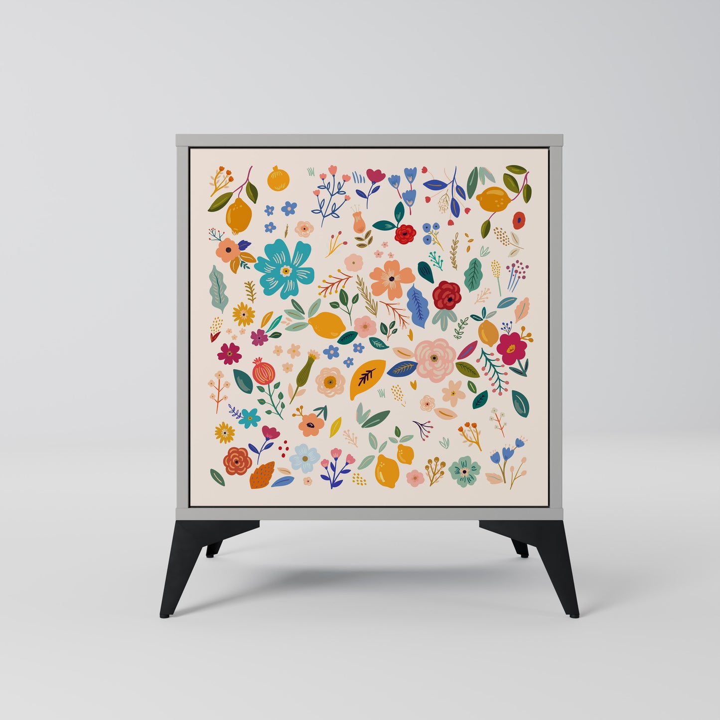 Credenza a 1 anta FLORAL COMBINATION in finitura grigia