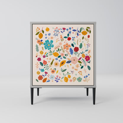 Credenza a 1 anta FLORAL COMBINATION in finitura grigia