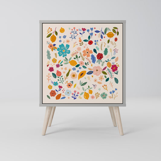 Credenza a 1 anta FLORAL COMBINATION in finitura grigia