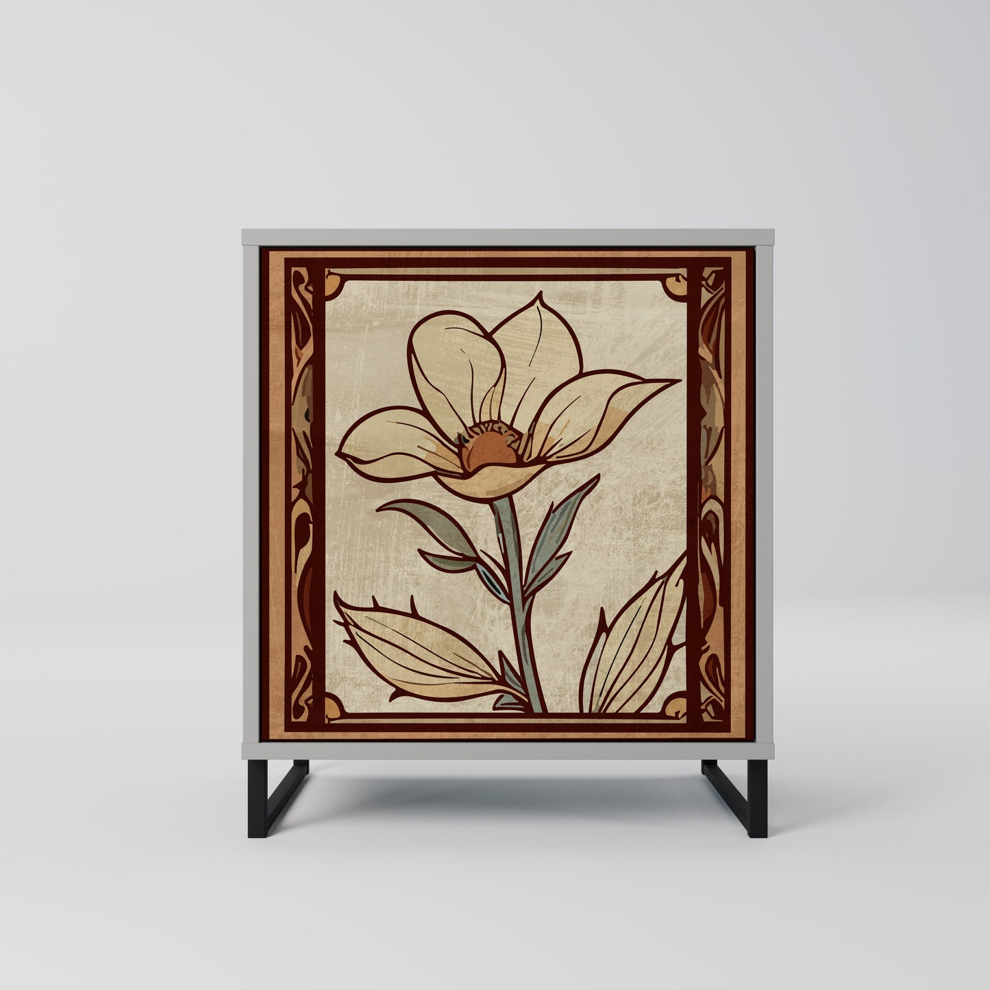 Credenza TIMELESS FLORA a 1 anta in finitura grigia