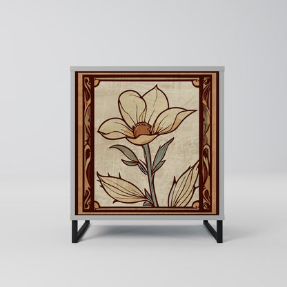 Credenza TIMELESS FLORA a 1 anta in finitura grigia