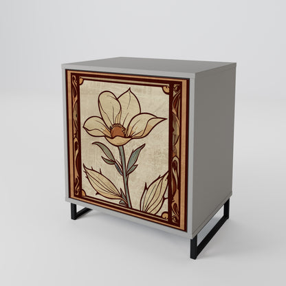 Credenza TIMELESS FLORA a 1 anta in finitura grigia