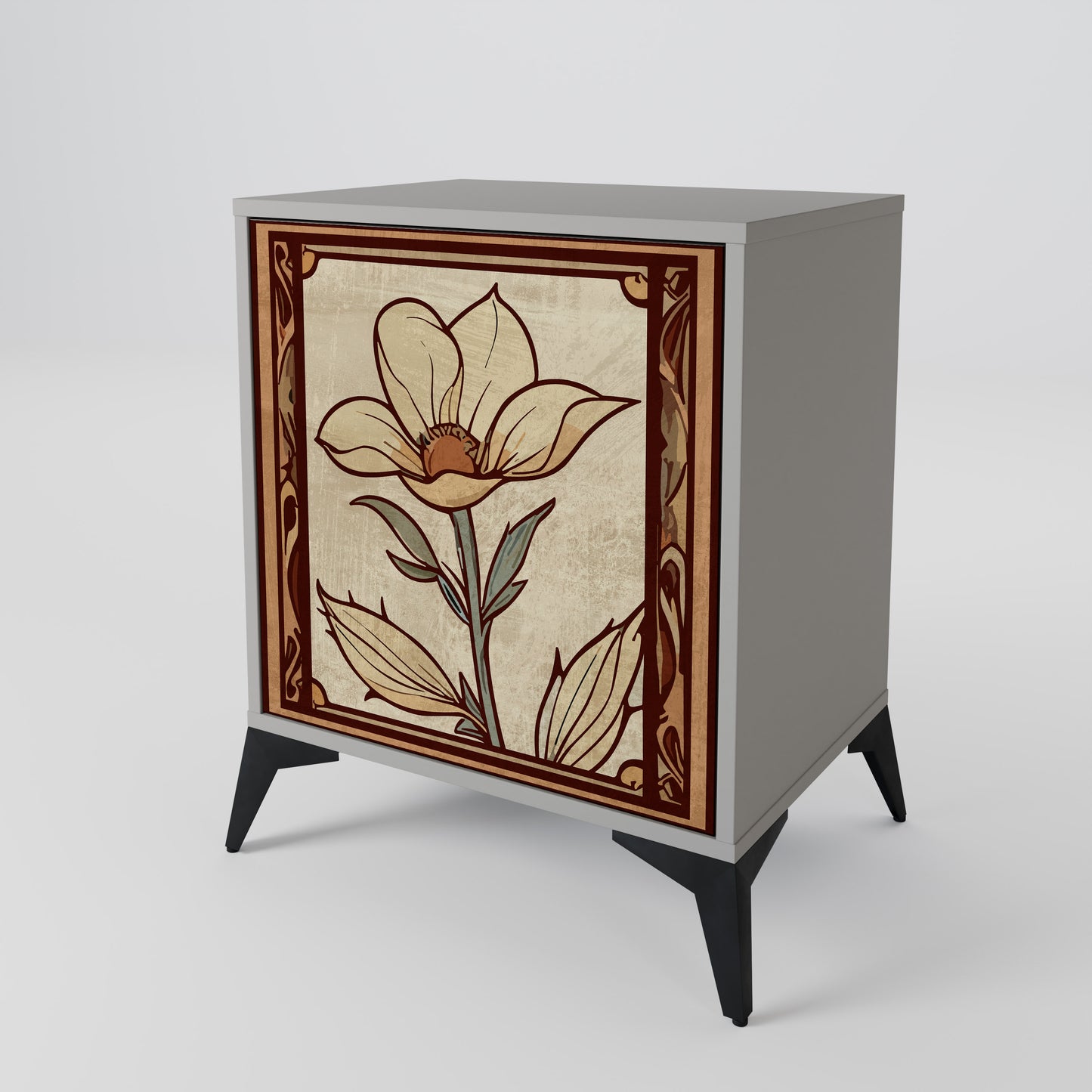 Credenza TIMELESS FLORA a 1 anta in finitura grigia