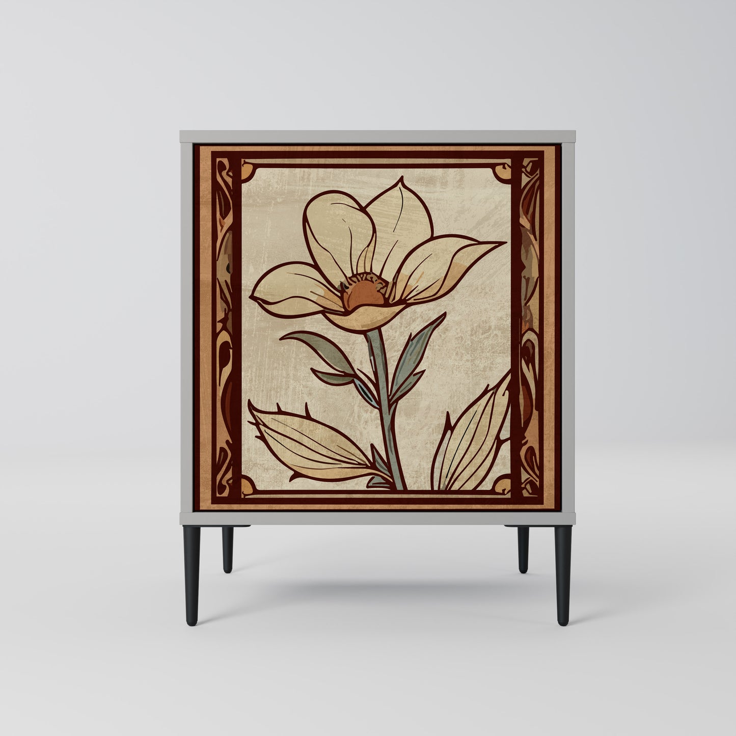 Credenza TIMELESS FLORA a 1 anta in finitura grigia