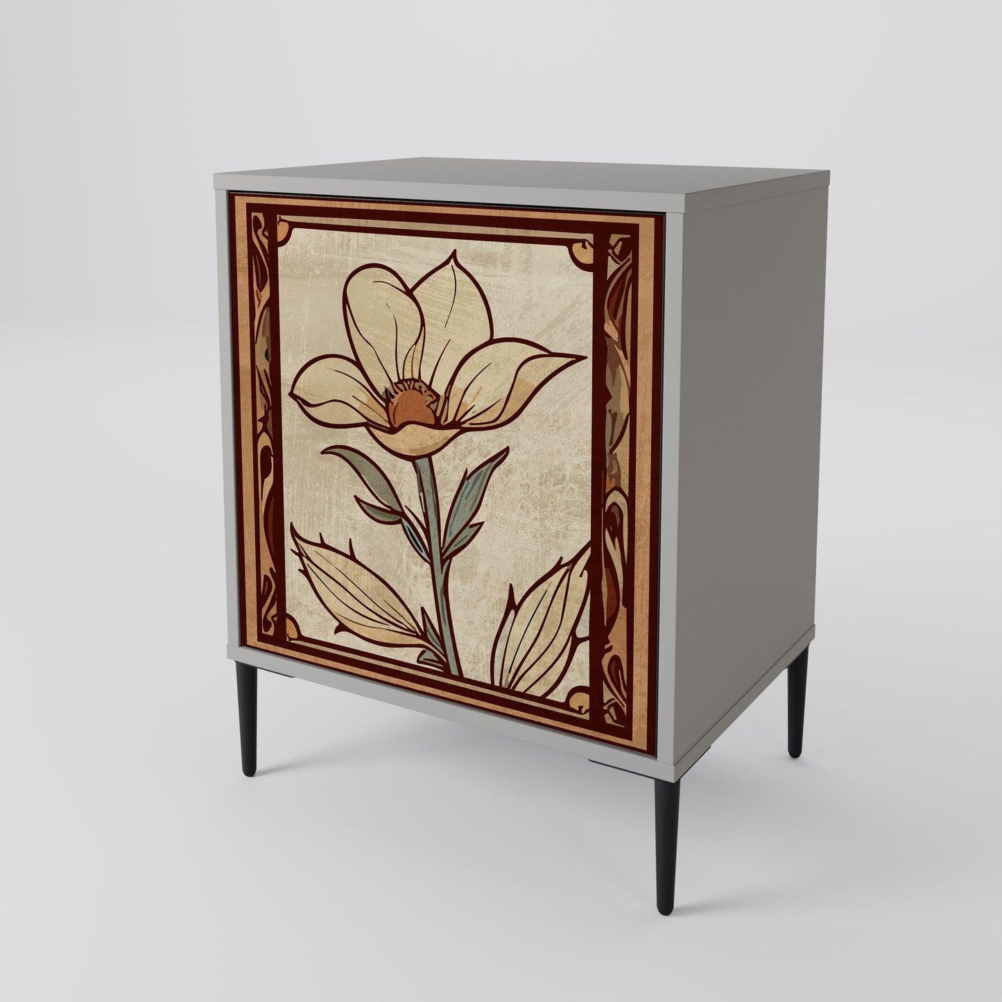 Credenza TIMELESS FLORA a 1 anta in finitura grigia