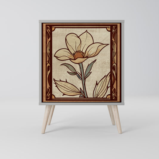 Credenza TIMELESS FLORA a 1 anta in finitura grigia