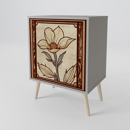 Credenza TIMELESS FLORA a 1 anta in finitura grigia