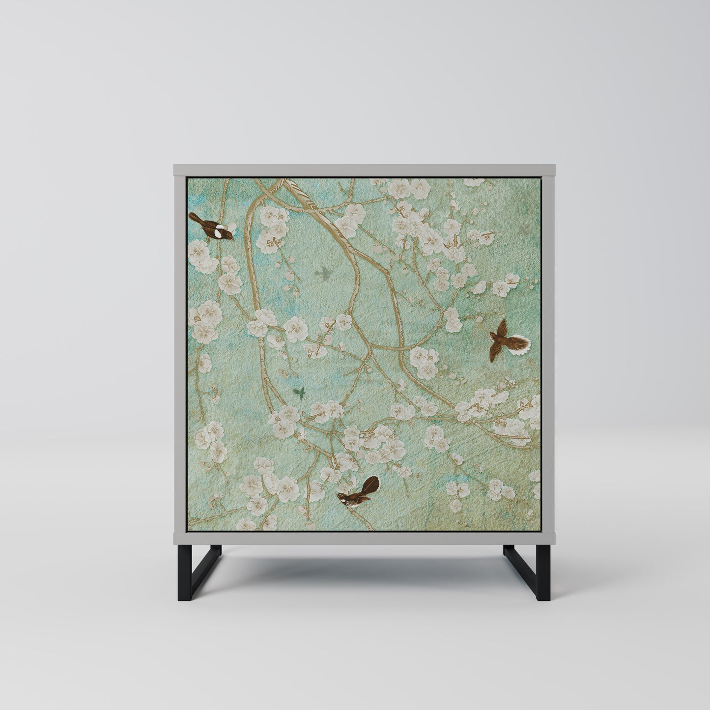 Credenza BLOOMING CHARM a 1 anta con finitura grigia