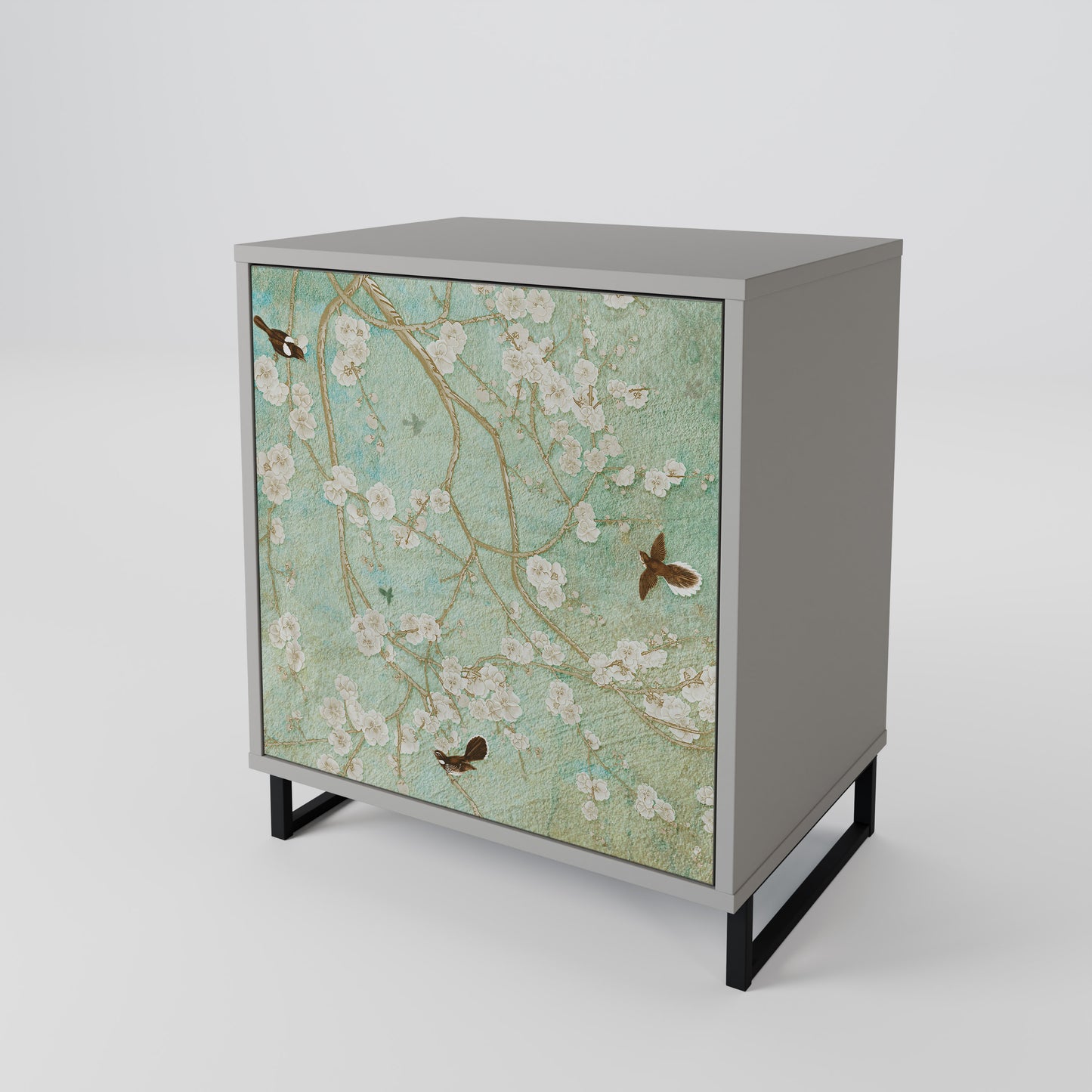 Credenza BLOOMING CHARM a 1 anta con finitura grigia