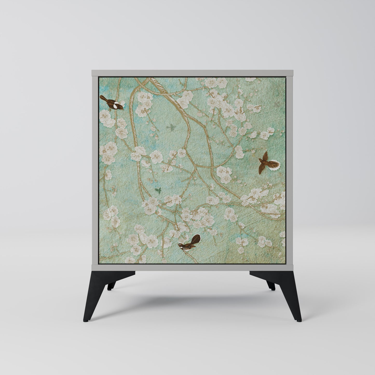 Credenza BLOOMING CHARM a 1 anta con finitura grigia