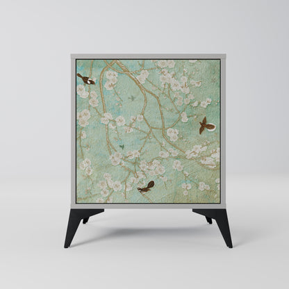 Credenza BLOOMING CHARM a 1 anta con finitura grigia