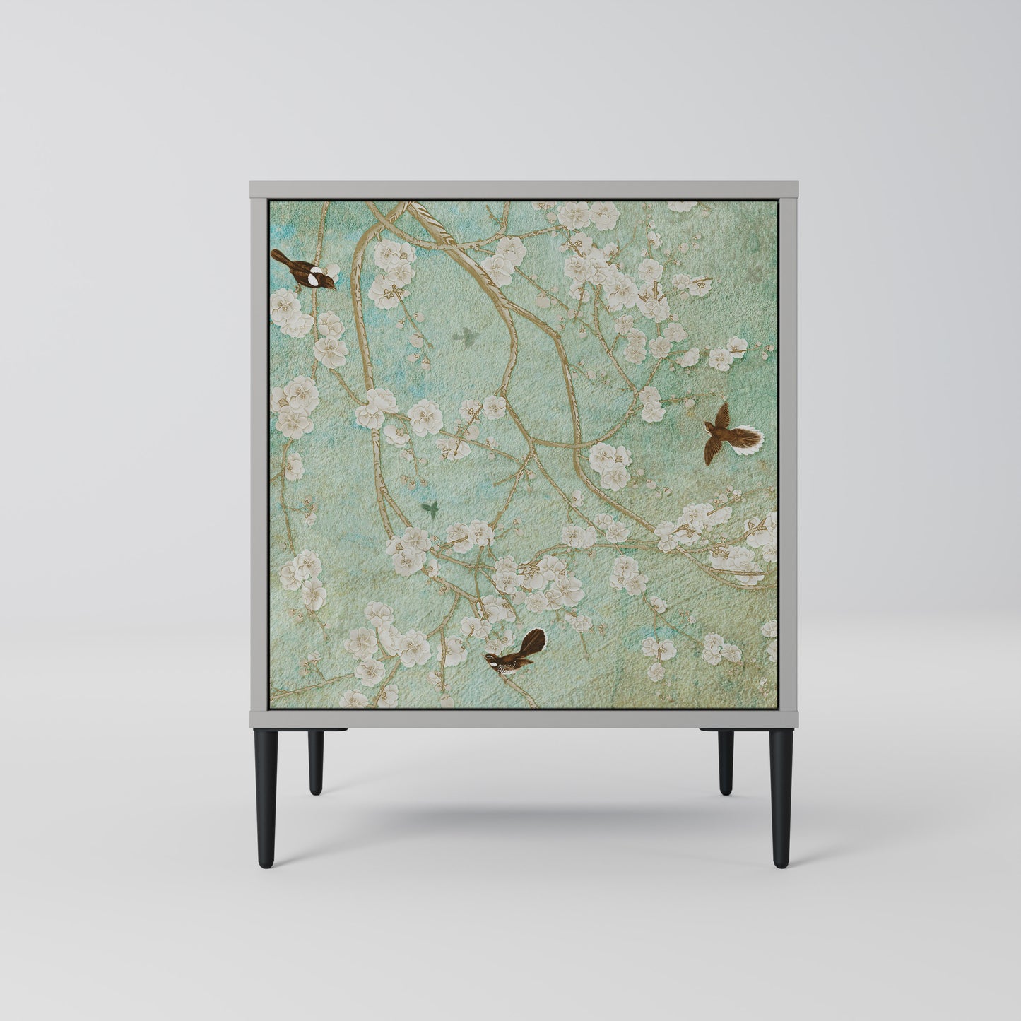 Credenza BLOOMING CHARM a 1 anta con finitura grigia