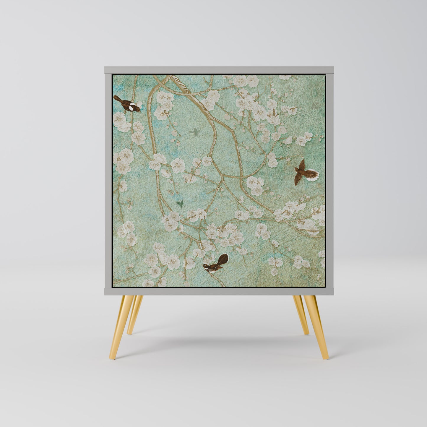 Credenza BLOOMING CHARM a 1 anta con finitura grigia