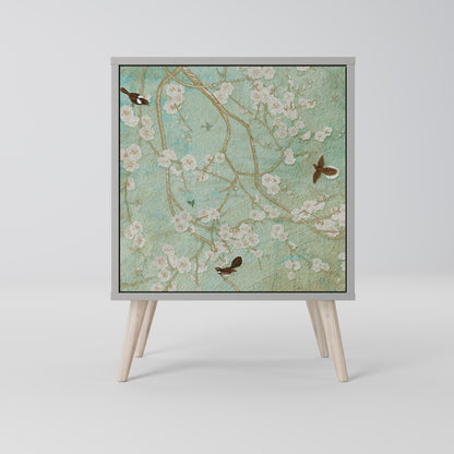 Credenza BLOOMING CHARM a 1 anta con finitura grigia