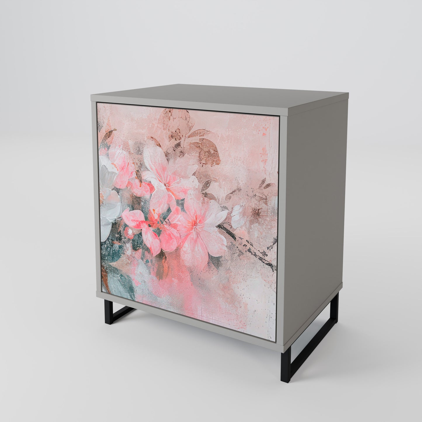 CHERRY BLOSSOM 1-Door Sideboard in Grey Finish