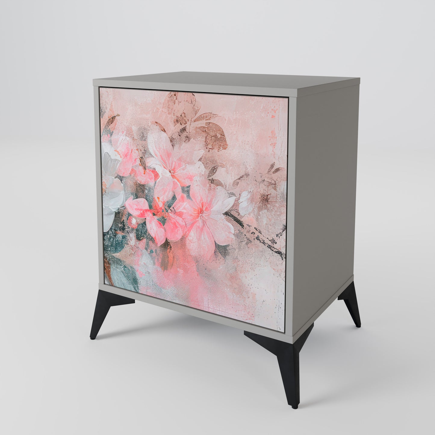 CHERRY BLOSSOM 1-Door Sideboard in Grey Finish