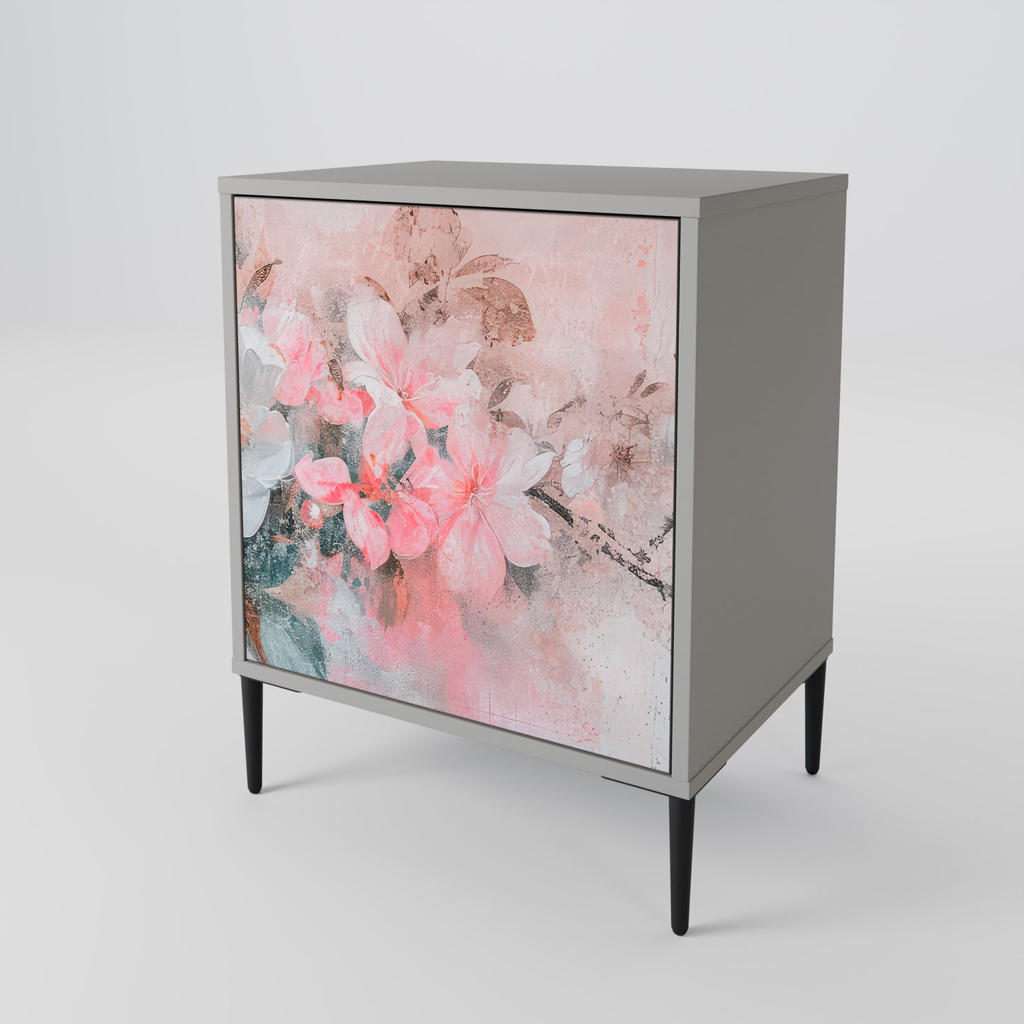 CHERRY BLOSSOM 1-Door Sideboard in Grey Finish